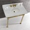 Kingston Brass KVPB36MOQ7 36-Inch Carrara Marble Console Sink, Marble White/Brushed Brass KVPB36MOQ7 - alternate 5
